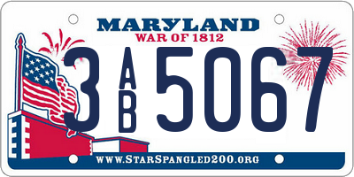 MD license plate 3AB5067