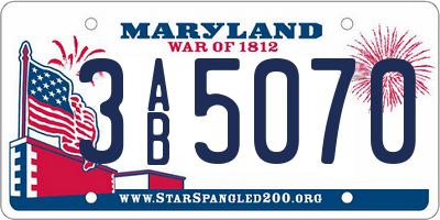MD license plate 3AB5070
