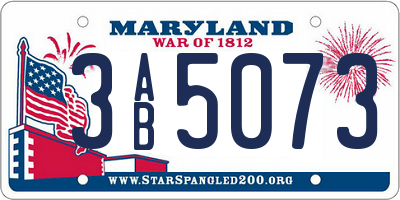 MD license plate 3AB5073