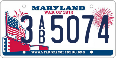 MD license plate 3AB5074