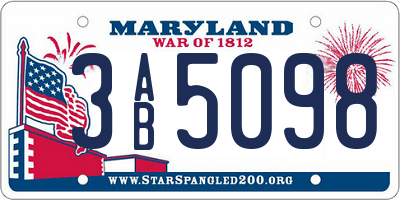 MD license plate 3AB5098