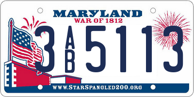 MD license plate 3AB5113
