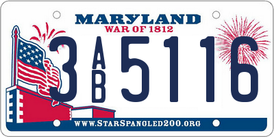MD license plate 3AB5116