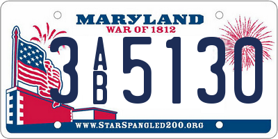 MD license plate 3AB5130