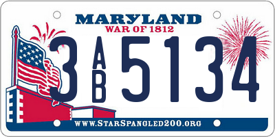 MD license plate 3AB5134
