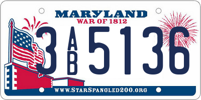 MD license plate 3AB5136