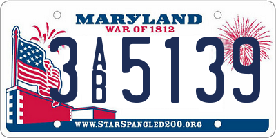 MD license plate 3AB5139