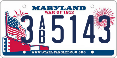 MD license plate 3AB5143