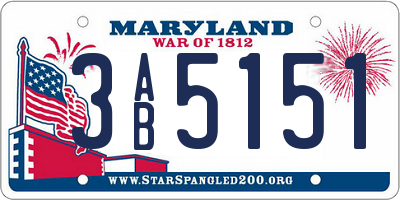MD license plate 3AB5151