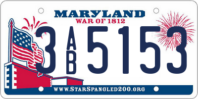 MD license plate 3AB5153
