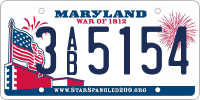 MD license plate 3AB5154