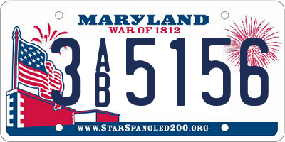 MD license plate 3AB5156