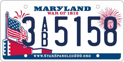 MD license plate 3AB5158