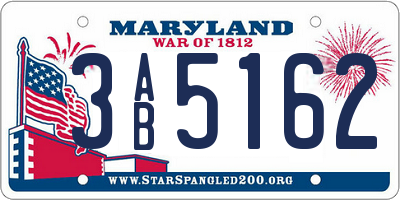 MD license plate 3AB5162