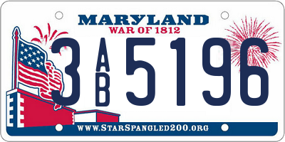 MD license plate 3AB5196