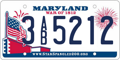 MD license plate 3AB5212