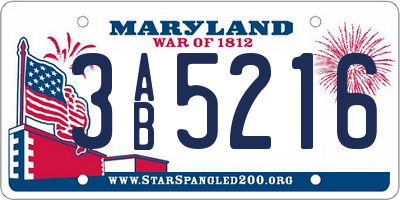 MD license plate 3AB5216
