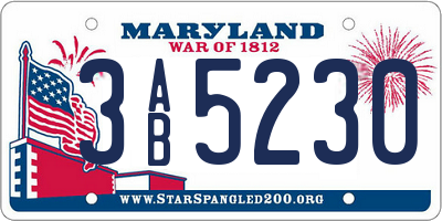 MD license plate 3AB5230