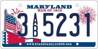 MD license plate 3AB5231