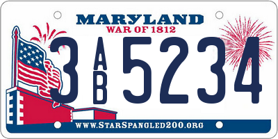 MD license plate 3AB5234