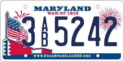 MD license plate 3AB5242