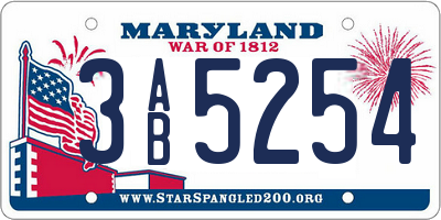 MD license plate 3AB5254