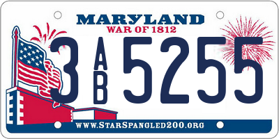 MD license plate 3AB5255