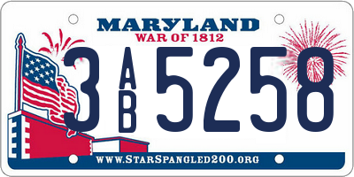 MD license plate 3AB5258