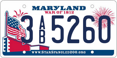MD license plate 3AB5260