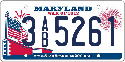 MD license plate 3AB5261