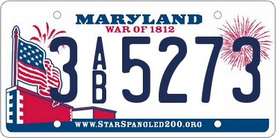 MD license plate 3AB5273