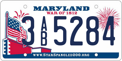 MD license plate 3AB5284