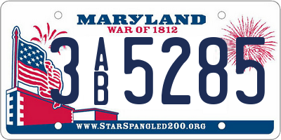 MD license plate 3AB5285
