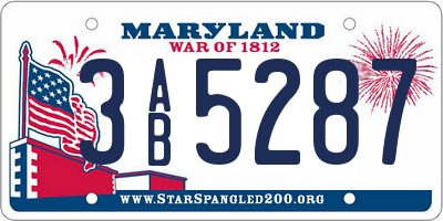 MD license plate 3AB5287