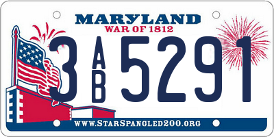 MD license plate 3AB5291
