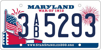 MD license plate 3AB5293