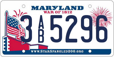 MD license plate 3AB5296
