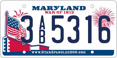 MD license plate 3AB5316