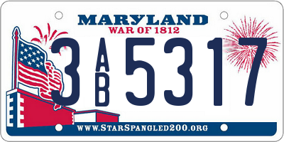 MD license plate 3AB5317
