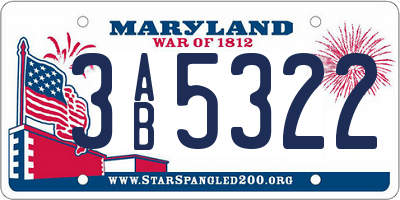 MD license plate 3AB5322