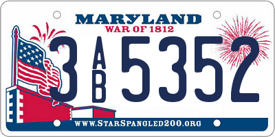 MD license plate 3AB5352
