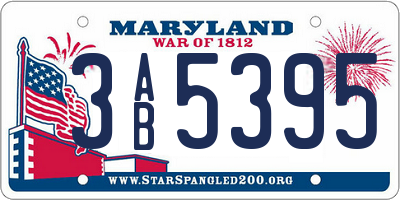 MD license plate 3AB5395