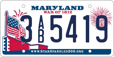 MD license plate 3AB5419