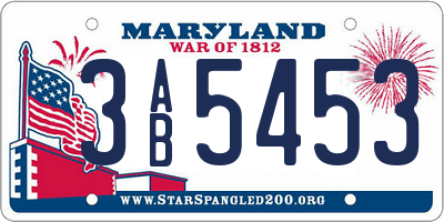 MD license plate 3AB5453