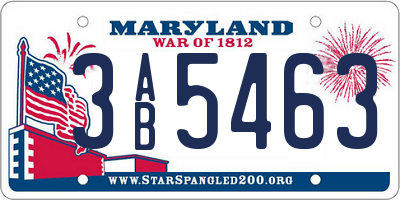 MD license plate 3AB5463