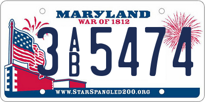 MD license plate 3AB5474