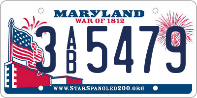 MD license plate 3AB5479