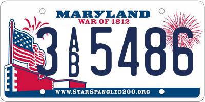 MD license plate 3AB5486