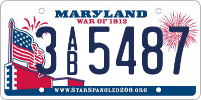 MD license plate 3AB5487