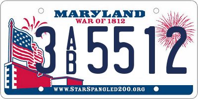MD license plate 3AB5512
